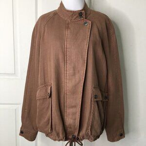 Free People Women's Brown Cotton Zip Moto Jacket Size Large